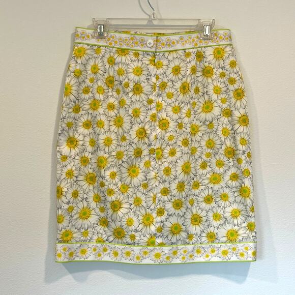 Leggiadro Pencil Skirt daisy print women's size 10 - Picture 2 of 6